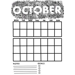 October Florals Month Calendar Template